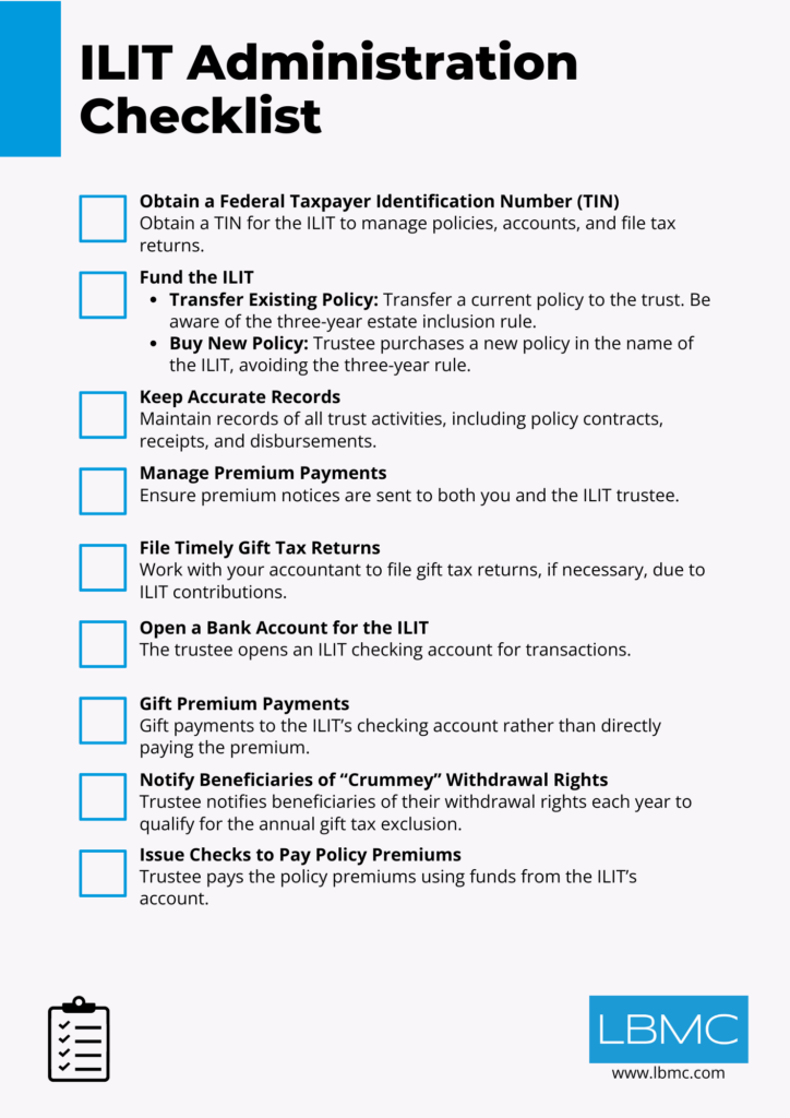 Irrevocable Life Insurance Trusts: Administration Checklist